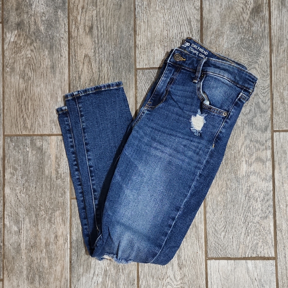 GAP Women's Dark Blue Coupe Girlfriend Jeans